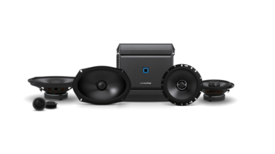 Alpine S-Series Amplifier and Front and Rear Speakers Audio Bundle