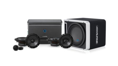 Alpine S-Series Amplifier & Front and Rear Speakers & 12″ Halo Subwoofer Audio Bundle